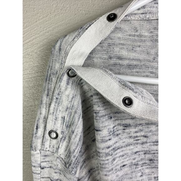 Maurices Women’s Gray Wht Knit Sweater Size Small Cute Snap Neck Boatneck Style - Picture 3 of 6